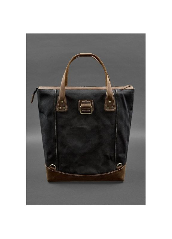 Сумка рюкзак жіночий з канвасу та натуральної шкіри темно-коричневий BlankNote (301871733)