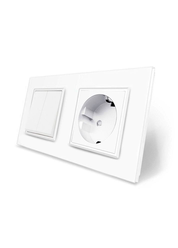 Двухклавишный выключатель с розеткой стекло (VL-C7C1EUK2-11) Livolo (371260569)