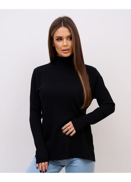 Черный демисезонный кашемировая водолазка в рубчик Magnet