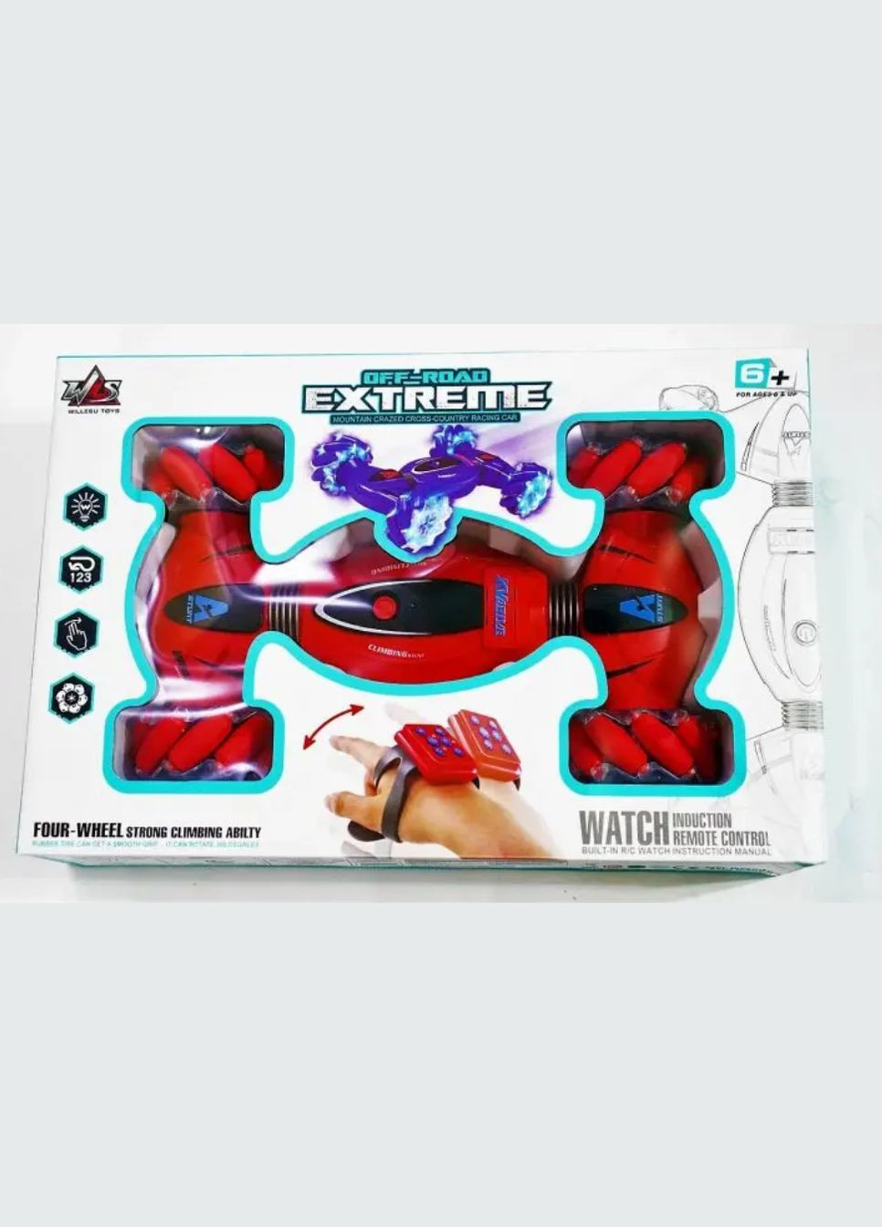 Машинка на радіокеруванні RQ2093 трансформер перекрут трюковий дрифт з керуванням від руки 31см Червона Extreme (315930911)