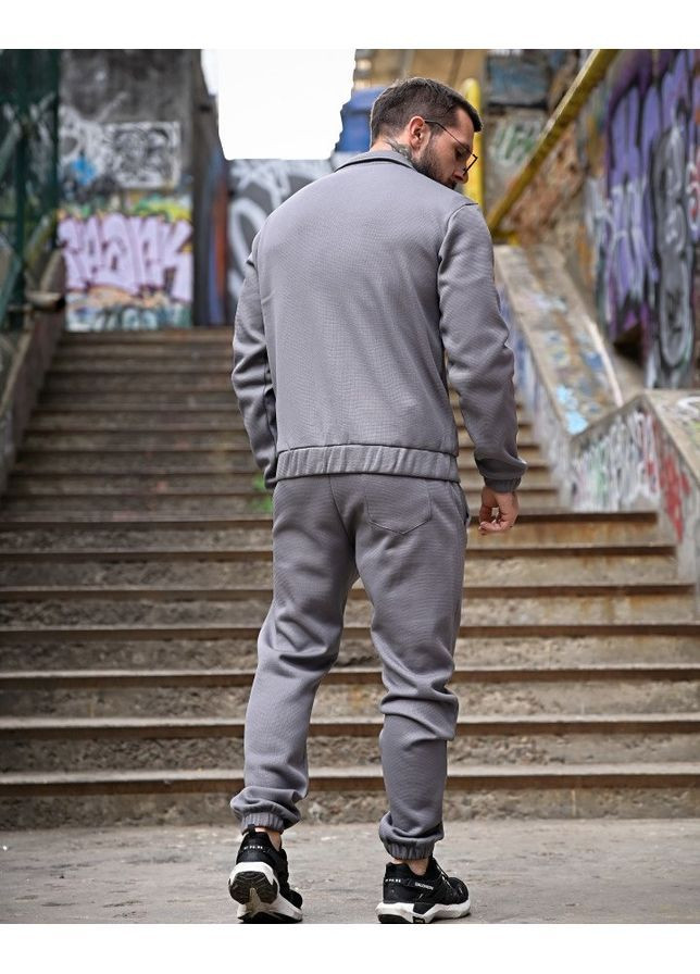 Стильний чоловічий спортивний костюм тринитка на флісі осінь/зима сірий No Brand (363222679)