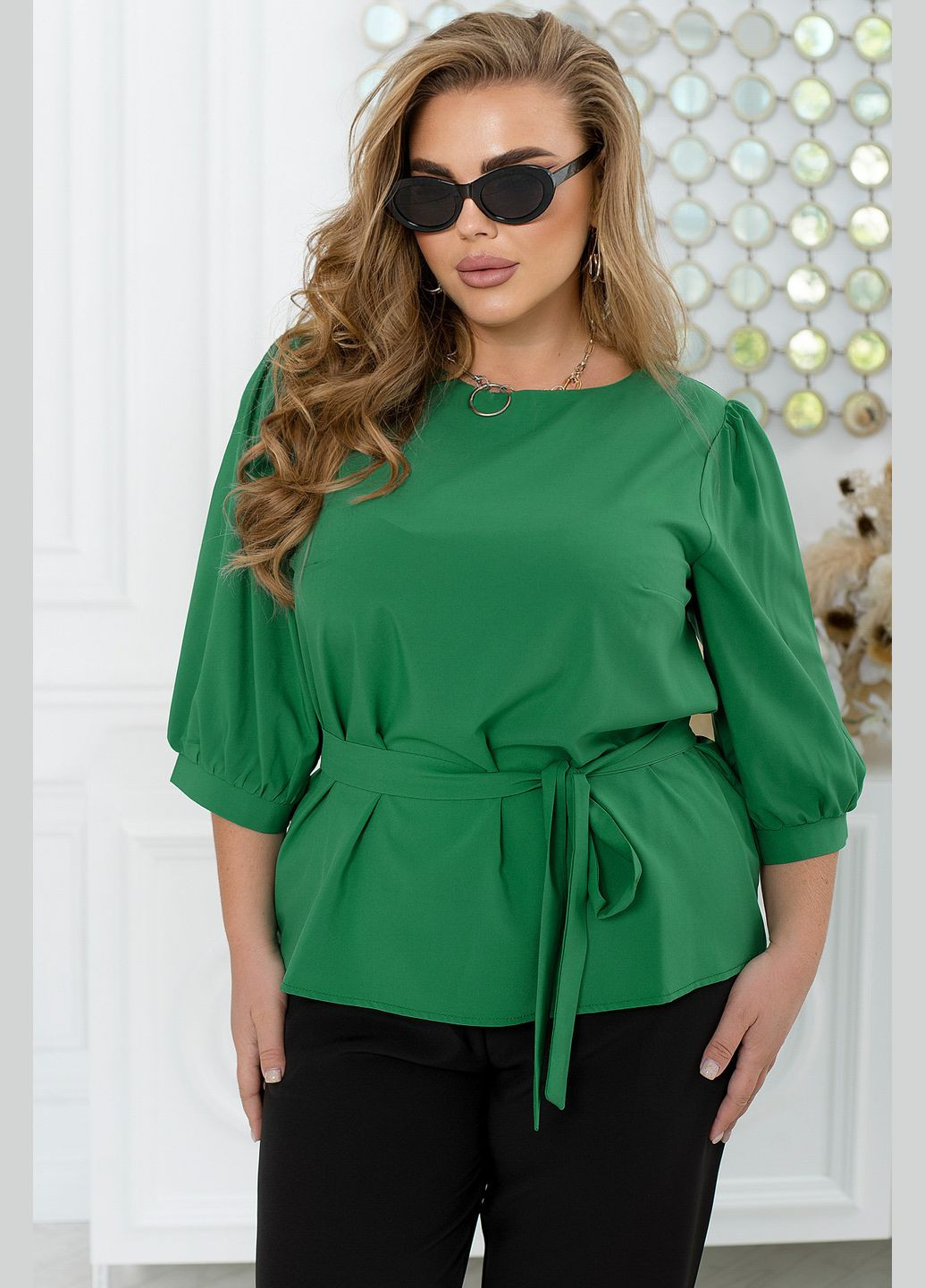 Зеленая демисезонная блуза No Brand