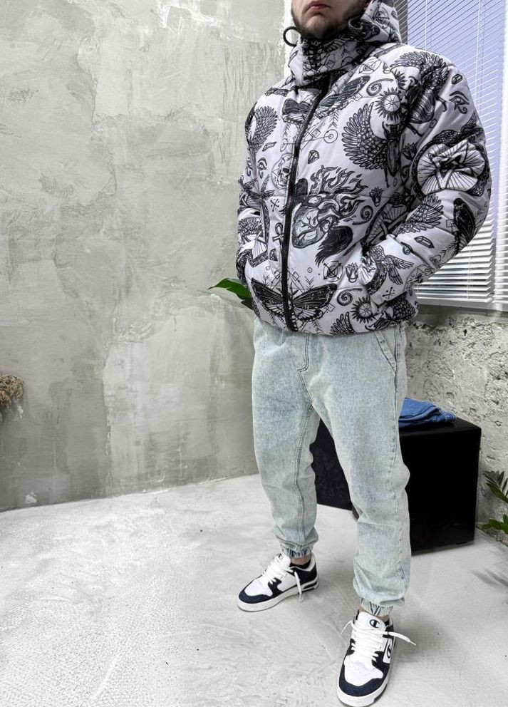 Белая зимняя зимняя куртка с отстегивающимся капюшоном No Brand