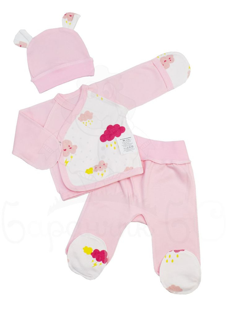 Розовый демисезонный набор в роддом для новорожденного Баранчик БО