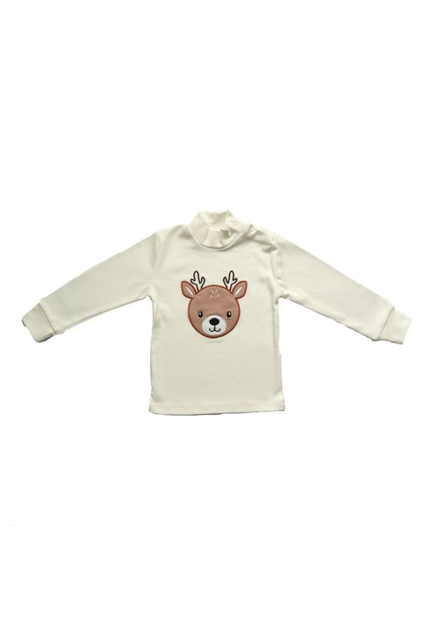 Комбинированный демисезонный гольф молочный с оленем Ріпка