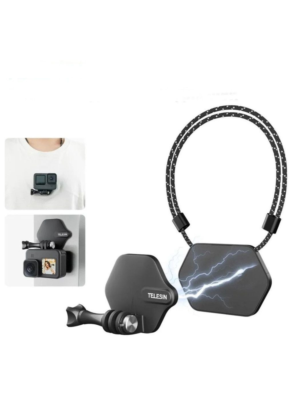 Магнитный быстросъемный шейный держатель для экшн-камеры GoPro 11/10/9/8 DJI и другие камеры No Brand (283296876)