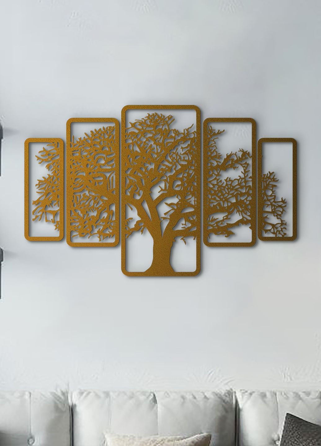 Картина лофт, настенный декор для дома "Дерево картина из 5 частей", декоративное панно 35х55 см Woodyard (292113817)