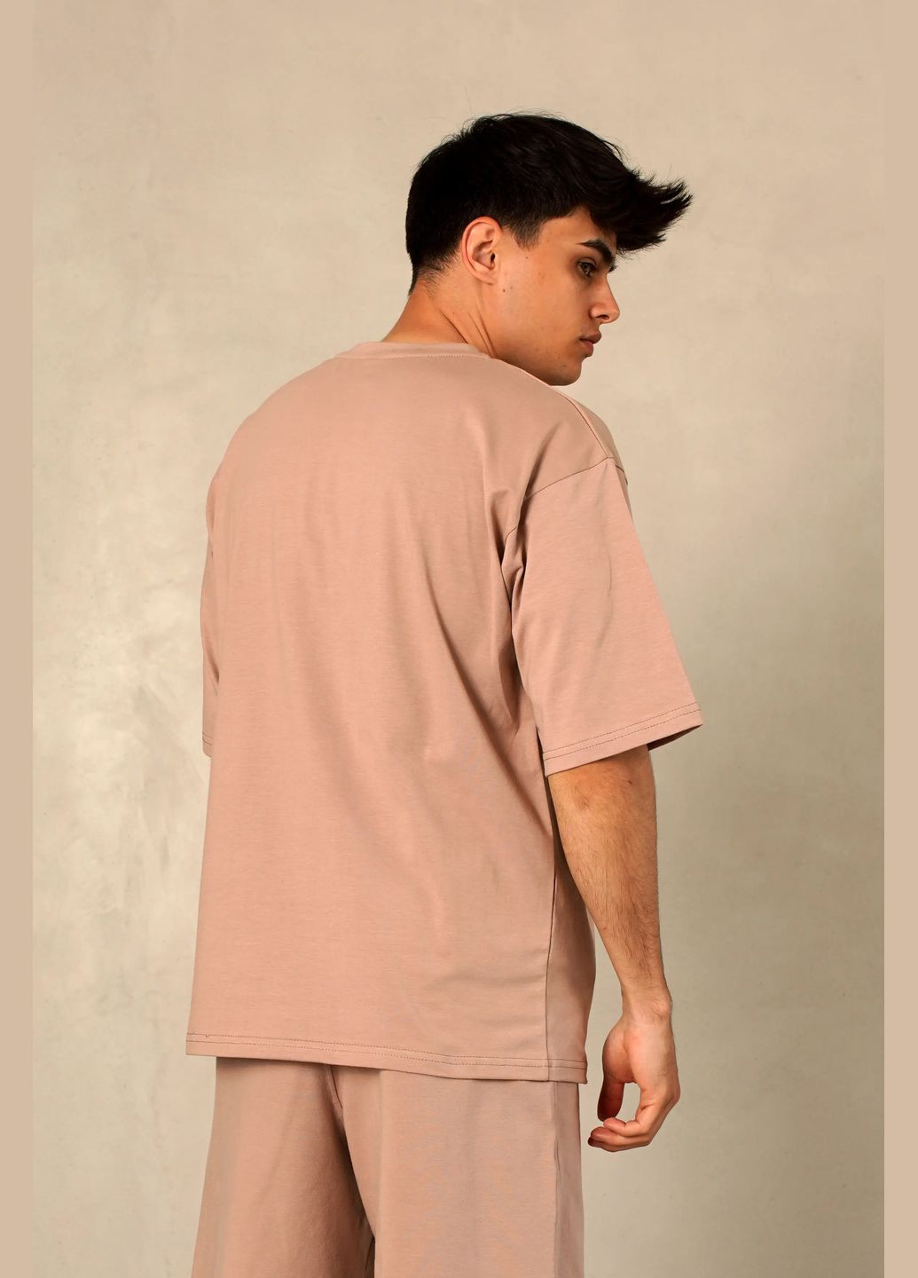 Бежевая футболка оверсайз мужская бежевая No Brand