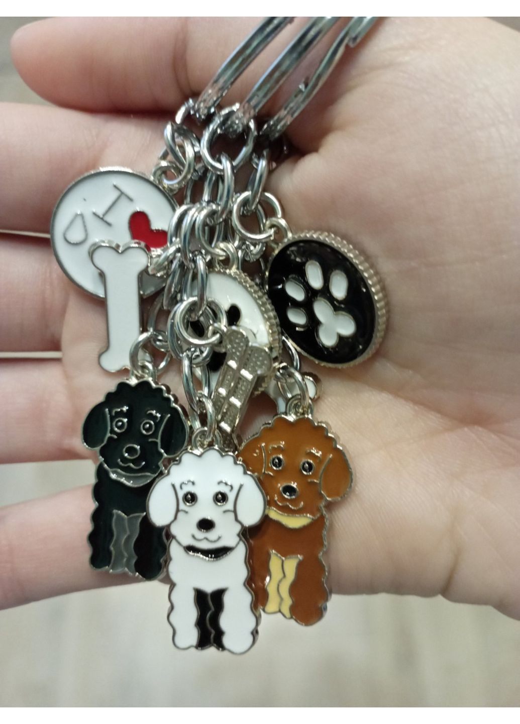 Брелок з пуделем, біленький, металевий брелок для ключів пудель, брелок собачка No Brand (364357515)