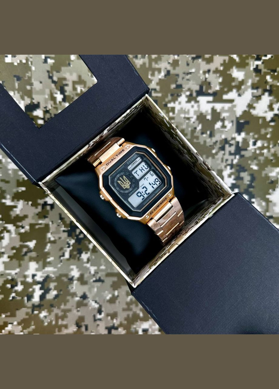 Годинник наручний 011RGUAGD Тризуб золото Рожеве Золото + Коробка. украина полимерное Patriot (323079948)