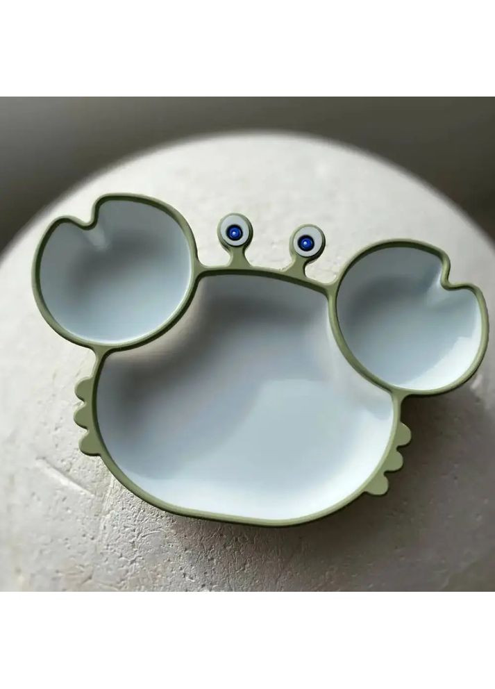 Тарелка детская на присоске на 3 секции Краб 6878 15х23 см зеленая No Brand (349223726)