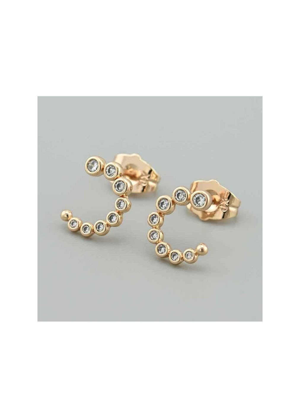 Сережки пусети Сапфіра 55044 11х9мм білі фіаніти вага 1.2г позолота 18К Xuping Jewelry (359434437)