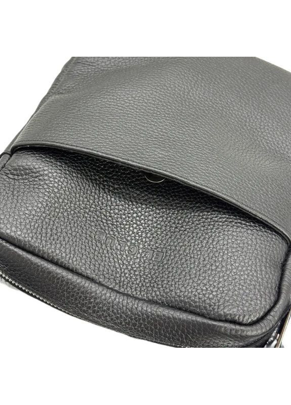 Мужская сумка из натуральной кожи на молнии, черная El.Club 813510 (370286716)