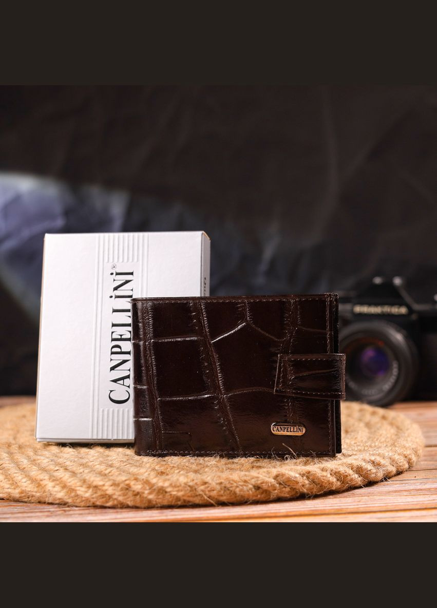 Надежный мужской кошелек из натуральной фактурной кожи 21516 Коричневый Canpellini (331913376)