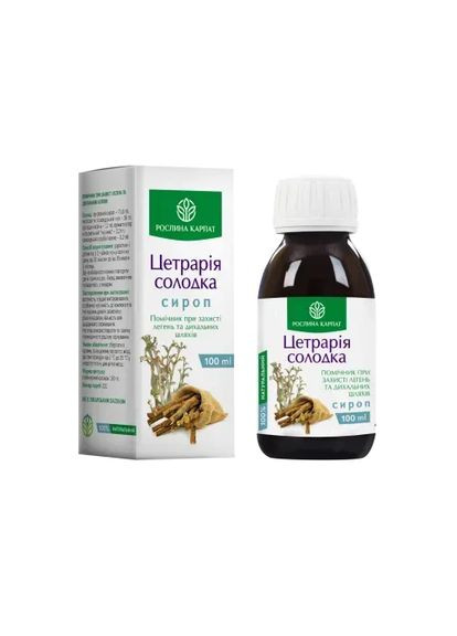 Сироп Цетрария-Солодка натуральная помощь при простуде и кашле Рослына Карпат Рослина Карпат (334712498)