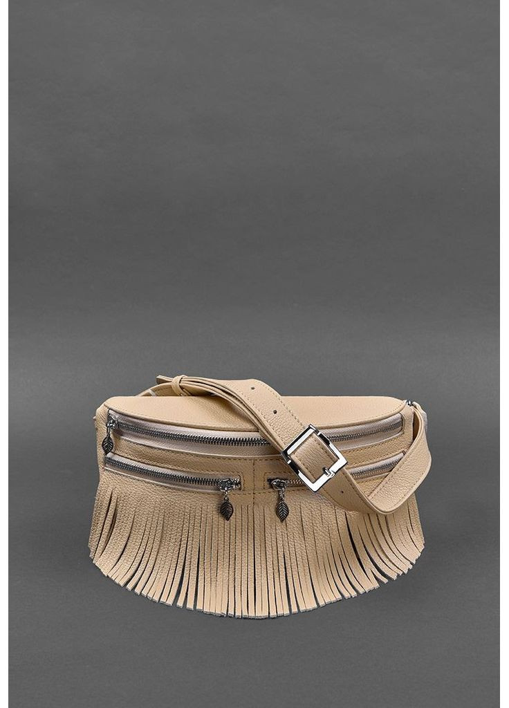 Шкіряна жіноча сумка на пояс Spirit світло-бежева BlankNote поясна сумка (348359392)