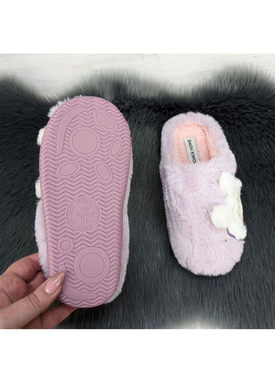 Сиреневые тапочки детские теплые Jomix