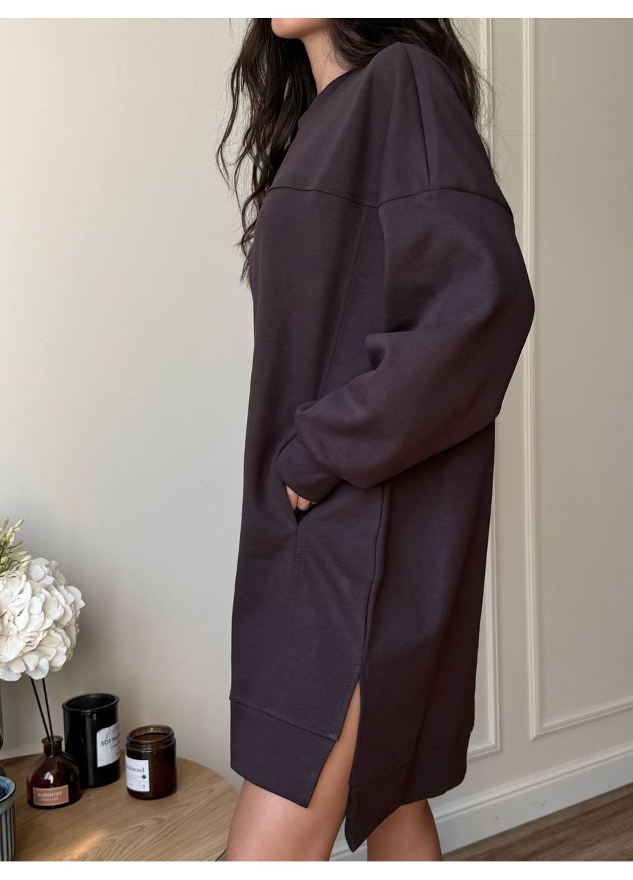 Темно-коричнева спортивна, повсякденний, вечірня, кежуал жіноча сукня-світшот сукня-світшот Asi.Store.ua
