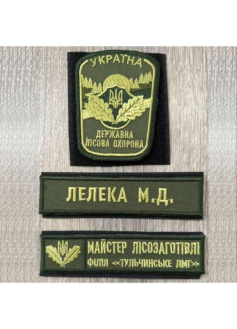 Комплект шевронов специалиста Государственной лесной охраны олива No Brand (356512361)