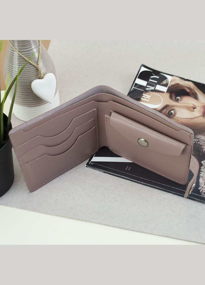 Кошелек женский маленький кожаный HC0042 нюдовый на кнопке HandyCover (326770571)