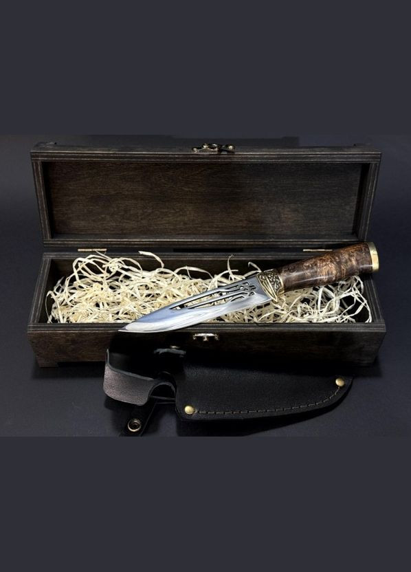 Ніж мисливський Герб України 22k61 у подарунковому дерев'яному кейсі NB Art (346152110)