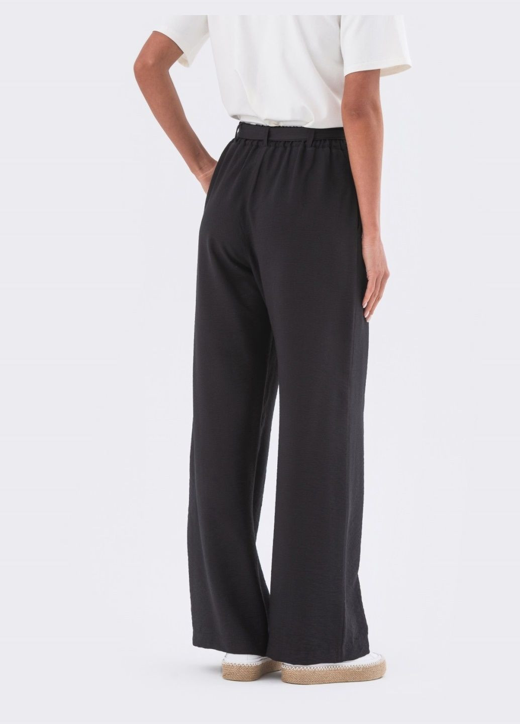 широкие брюки чёрного цвета из льна Dressa (293486238)
