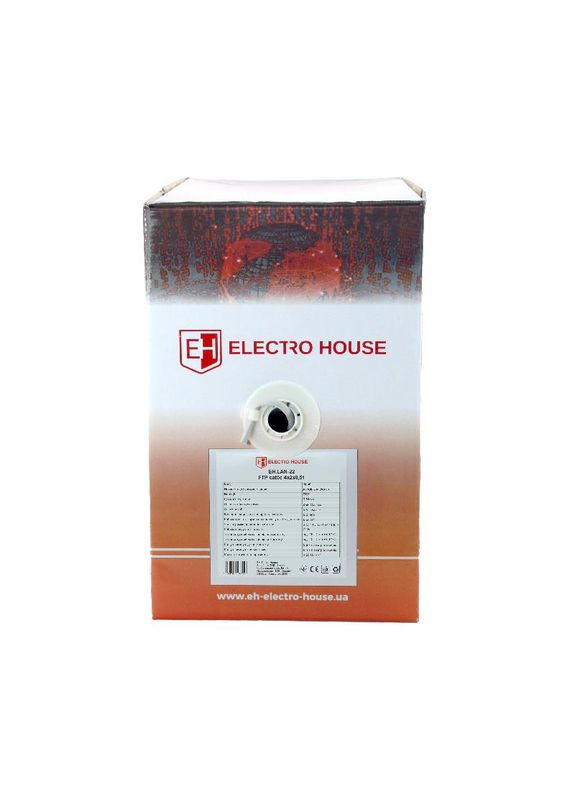 Мережевий кабель FTP cat5e 4х2х0,51 мм² CCA ПВХ сірий, внутрішній монтаж Electro House (346087970)