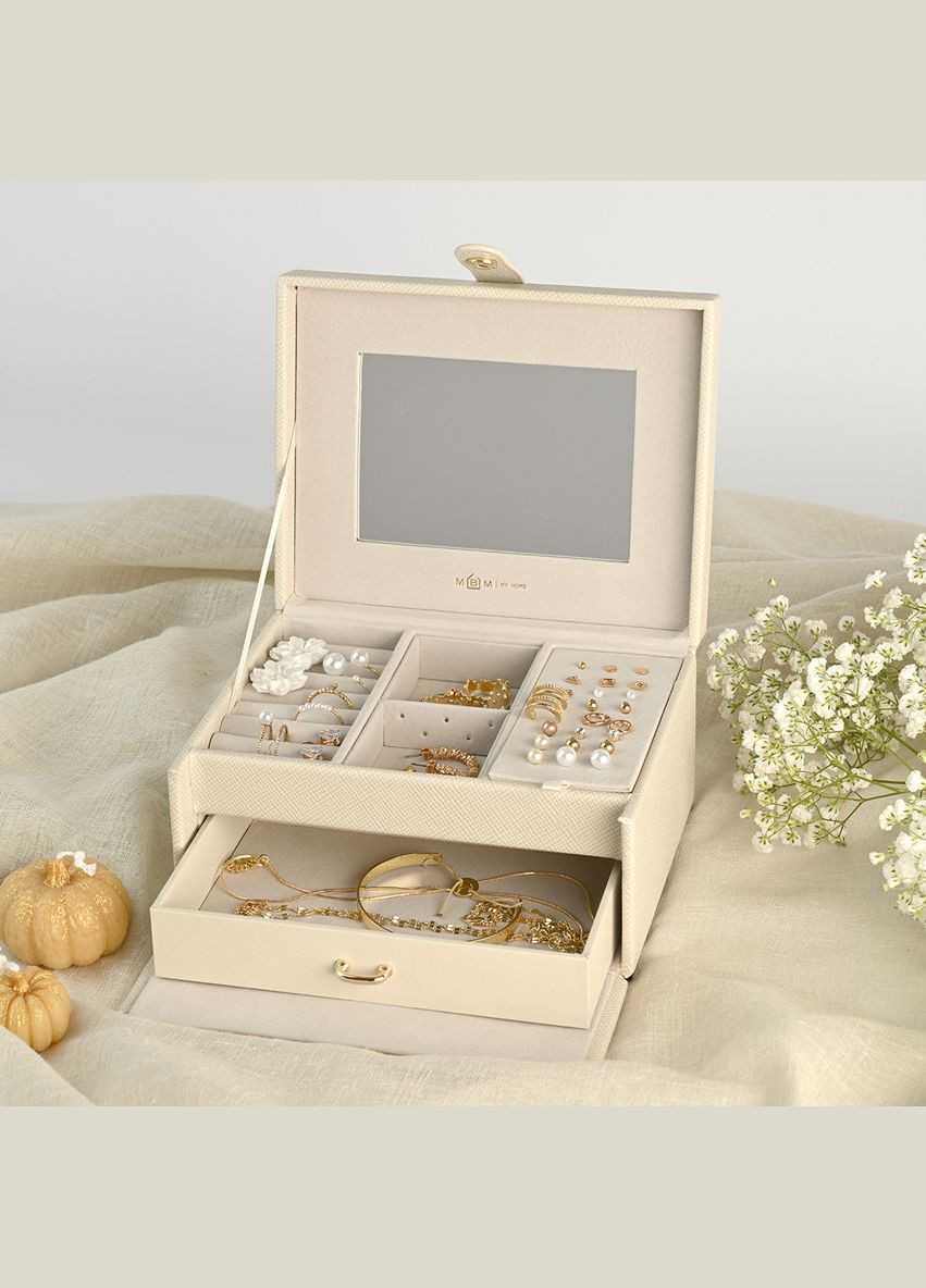 Органайзер для прикрас MY HOME "ПЕКТОРАЛЬ" Дворівневий 18х14.5х9.5 см Бежевий (FH-50 BEIGE) МВМ (363256471)
