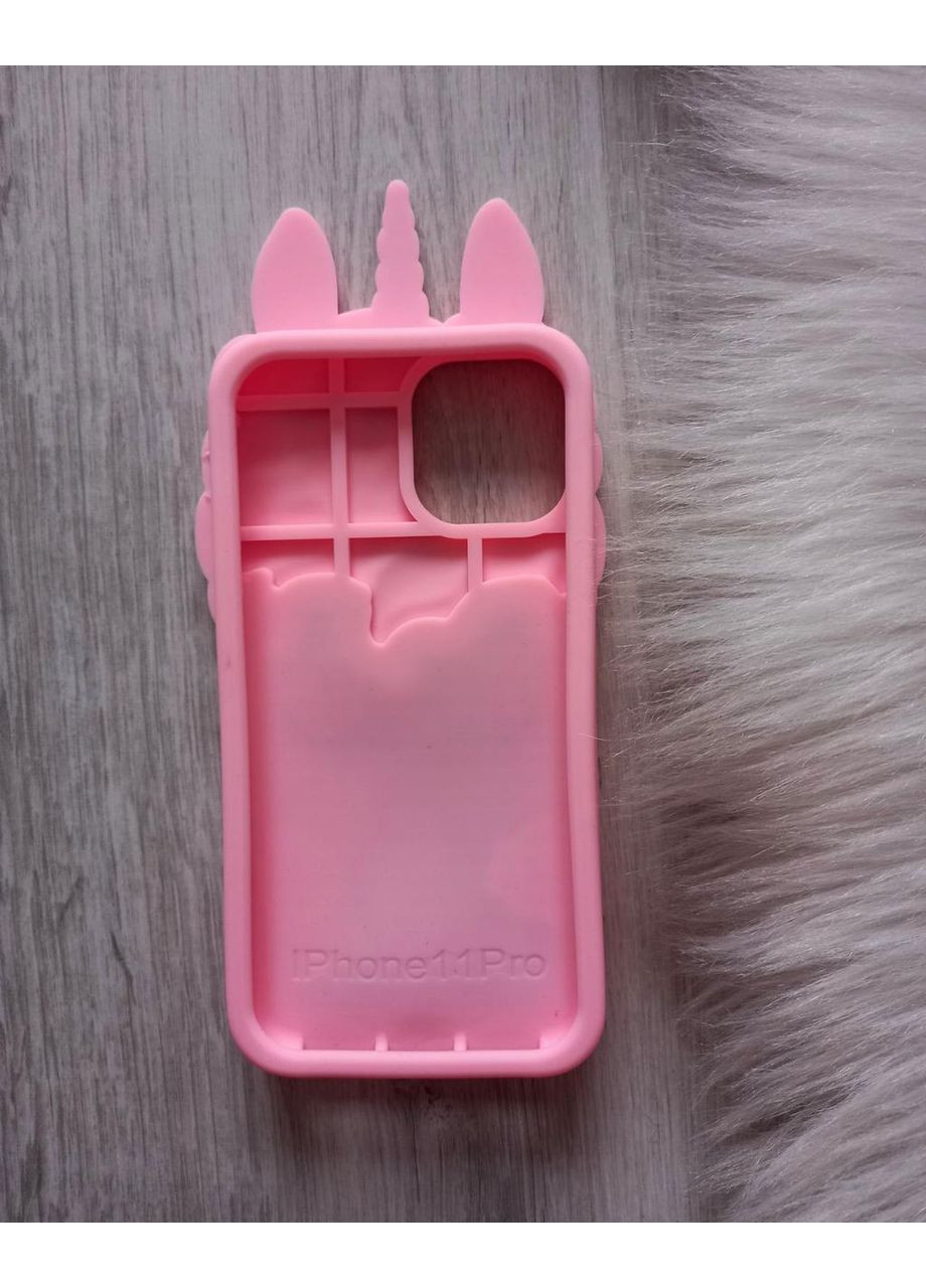 Чохол на 11 pro Єдиноріг з блискітками рожевий силіконовий 3d No Brand (360896544)