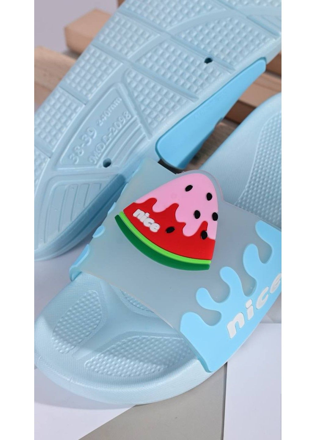 Шльопанці жіночі Nice блакиті No Brand (339111467)