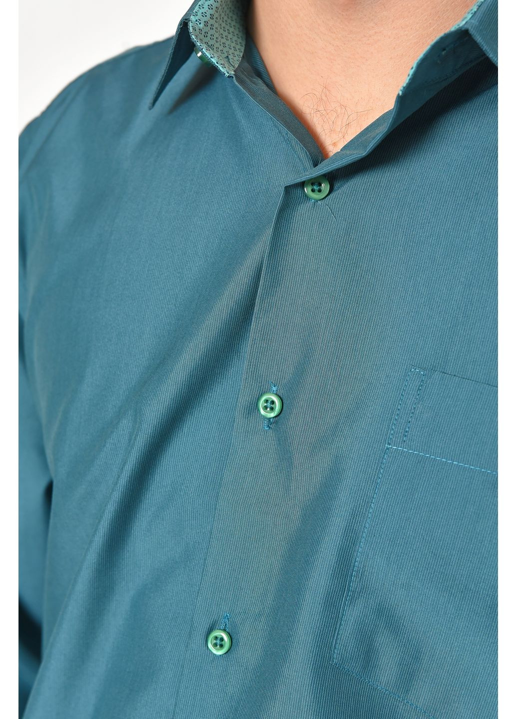 Зеленая классическая рубашка однотонная Let's Shop