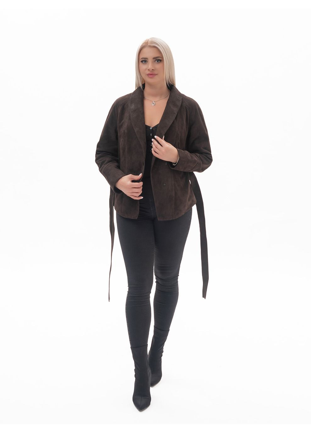 Коричнева демісезонна жіноча шкіряна куртка весна Fabio Monti