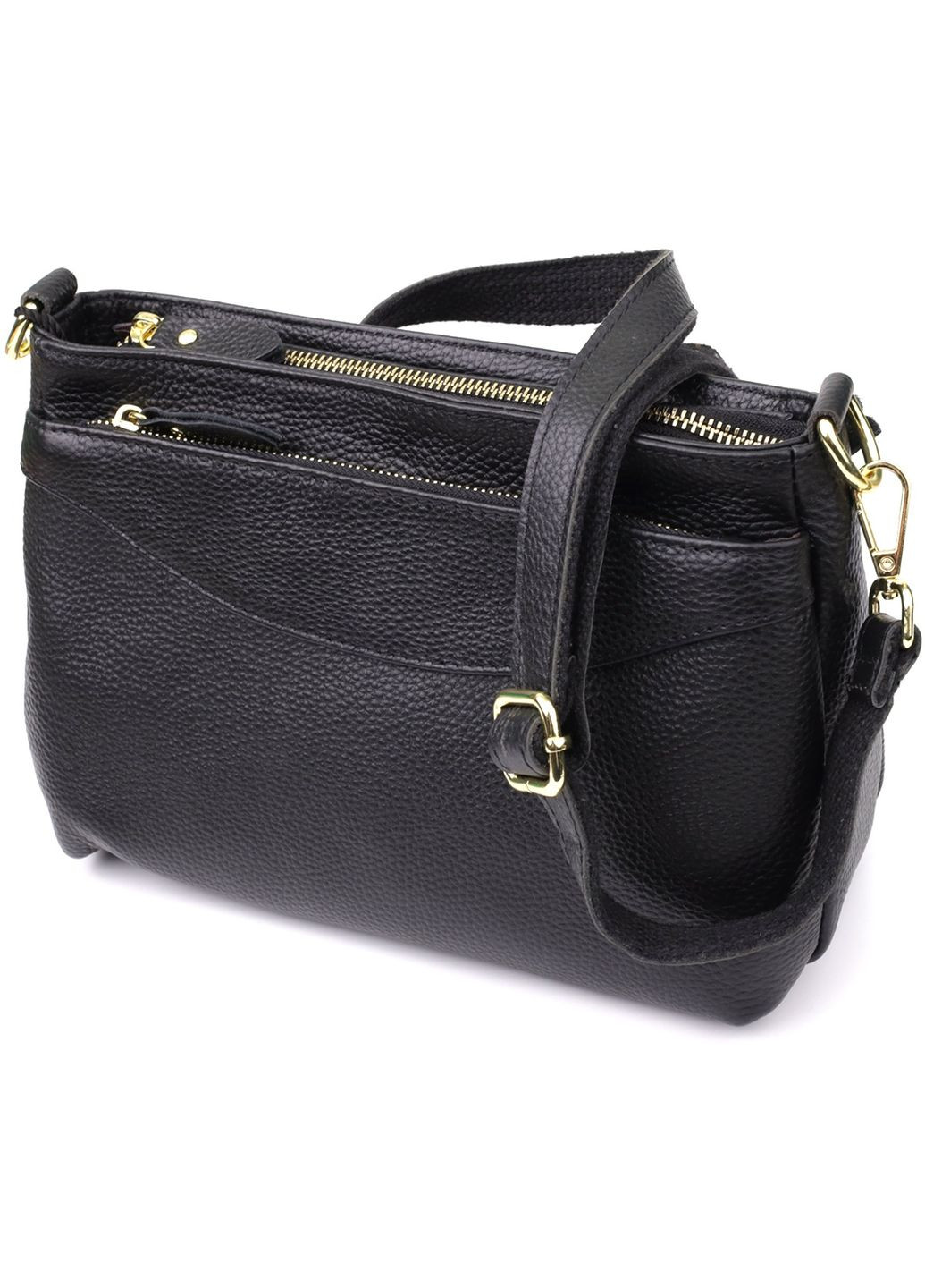 Сумка кросс-боди через плечо женская из натуральной кожи средняя Черный 38340 Vintage (355245176)