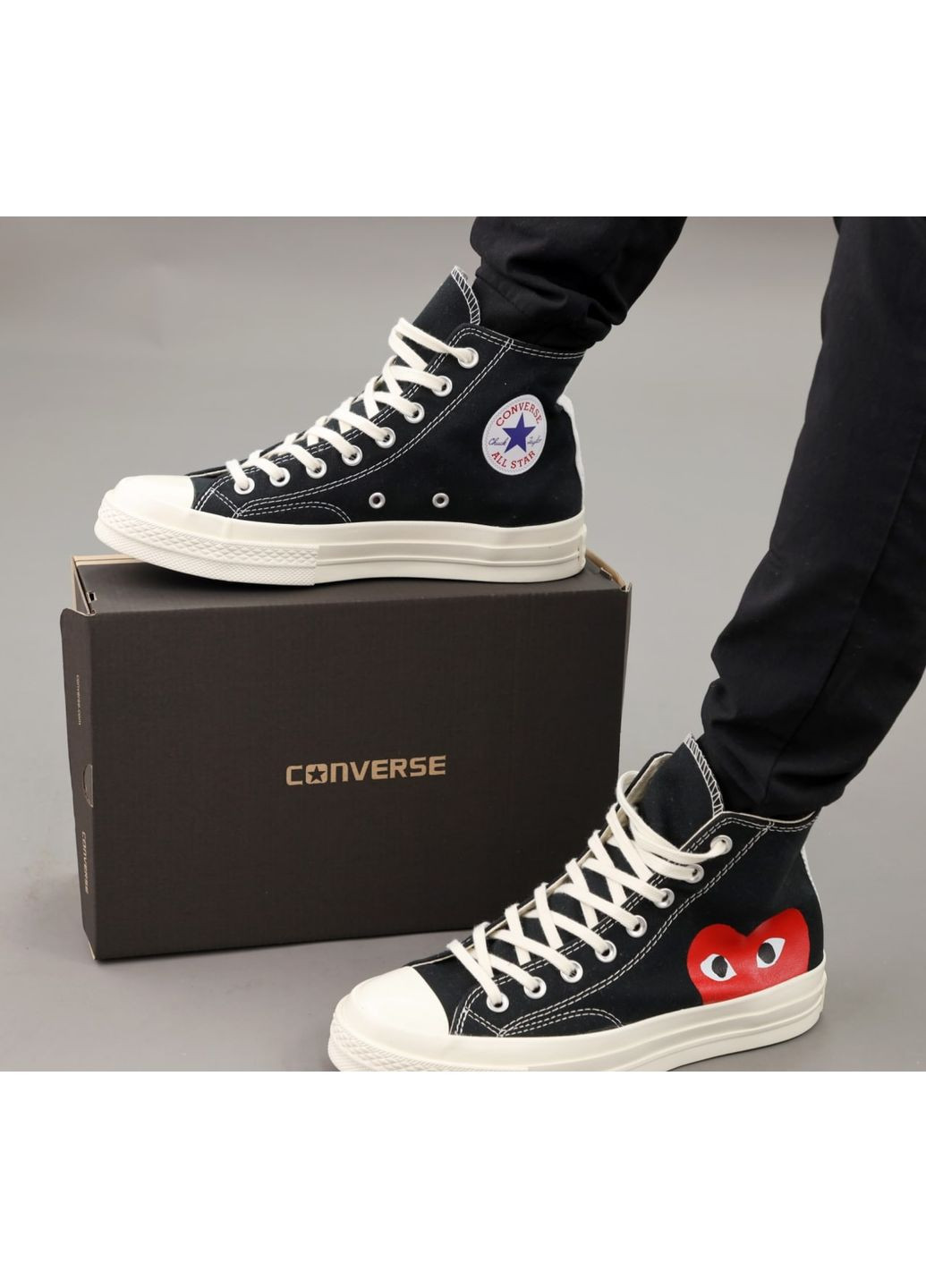 Кеди жіночі Converse Chuck Taylor All Star 70 Hi Comme des Garcons PLAY Black A08791C Конверс No Brand білі демісезони (366337377)