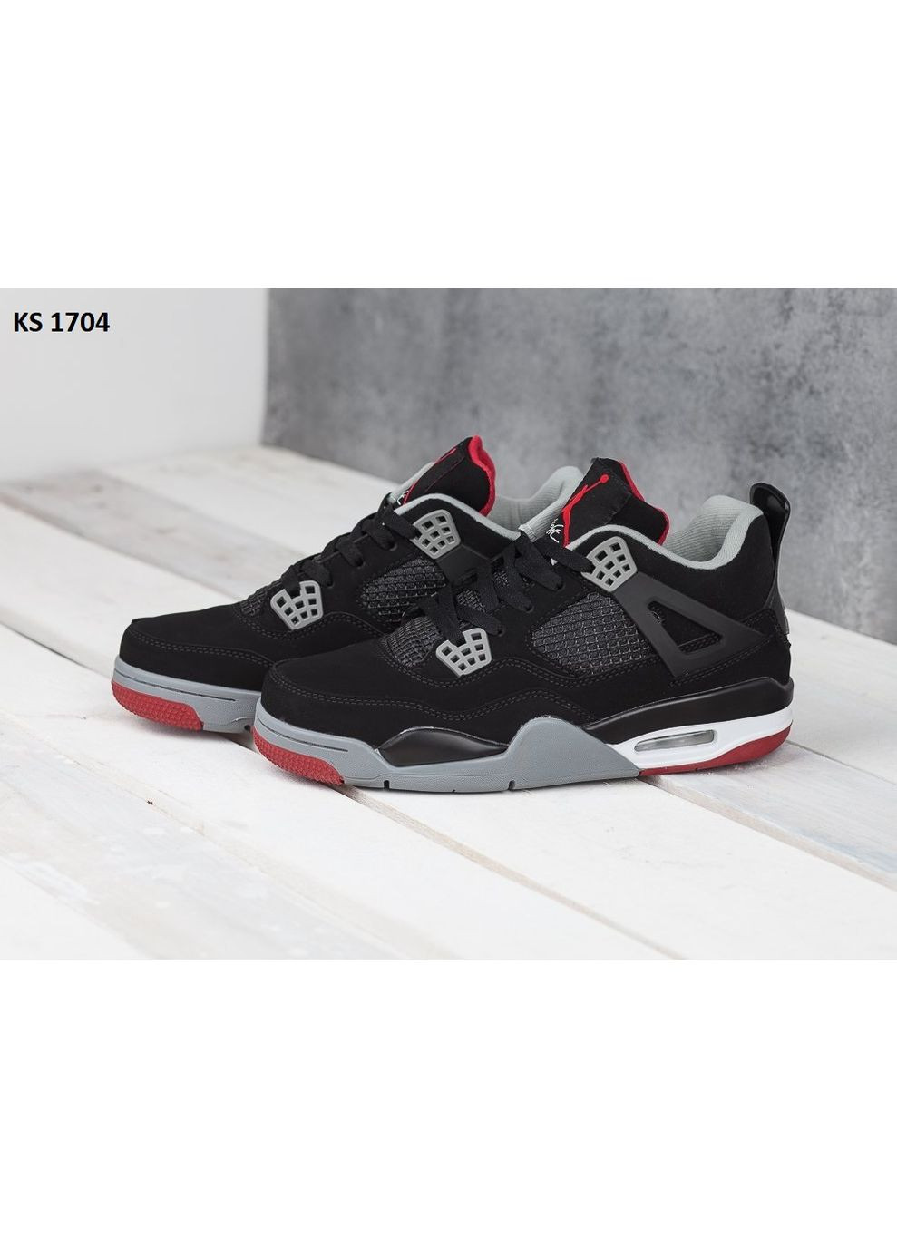 Чорні Осінні кросівки чоловічі nike air jordan 4 retro black white red найк аір джордан No Brand