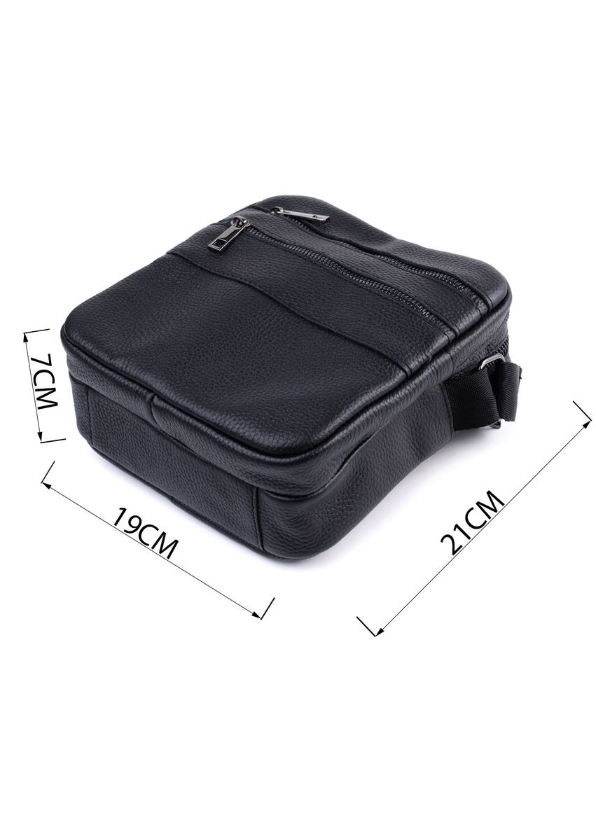 Мужская сумка кросс боди из зернистой натуральной кожи черная мессенджер 22847 Shvigel (329197436)