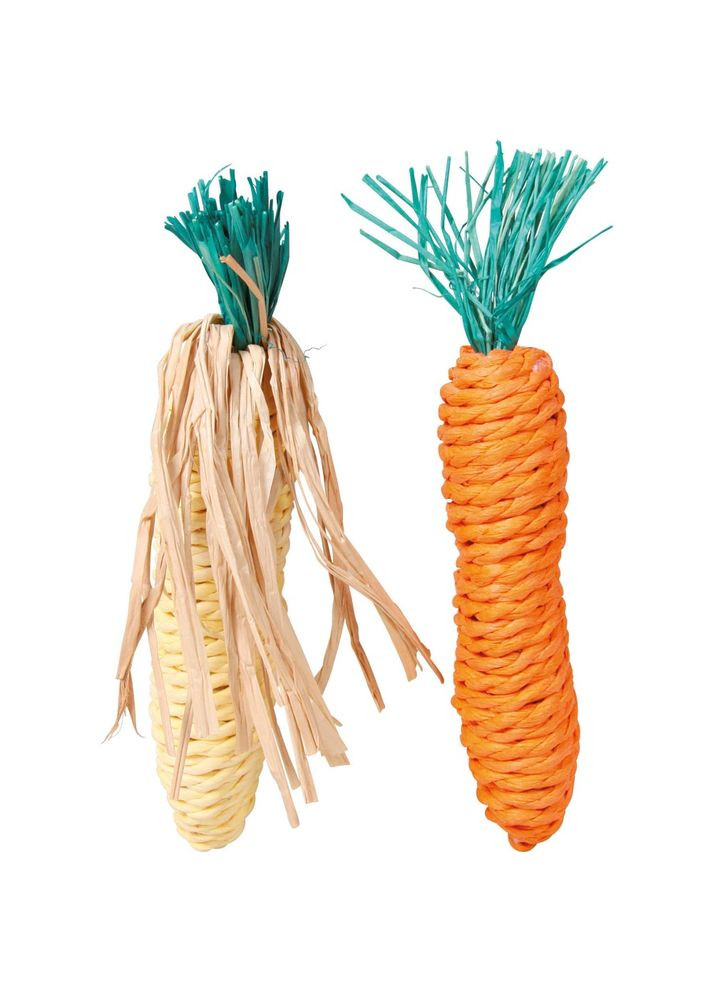 Игрушка Морковь+кукуруза для грызунов, 15 см (сизаль) Trixie (355253983)