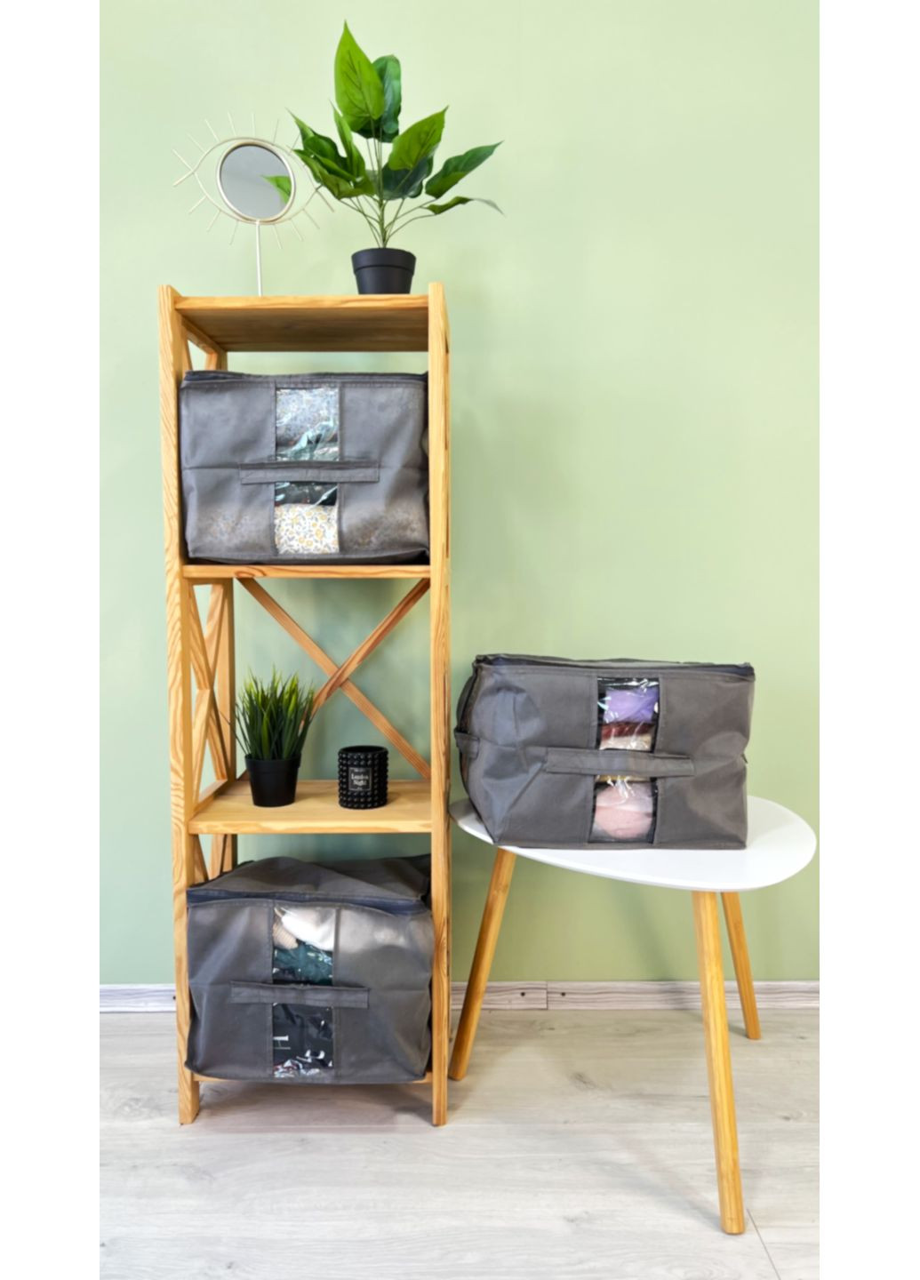 Набор из 3 сумок для хранения белья и текстиля, 35×35×25 см (белый) Organize (360549294)