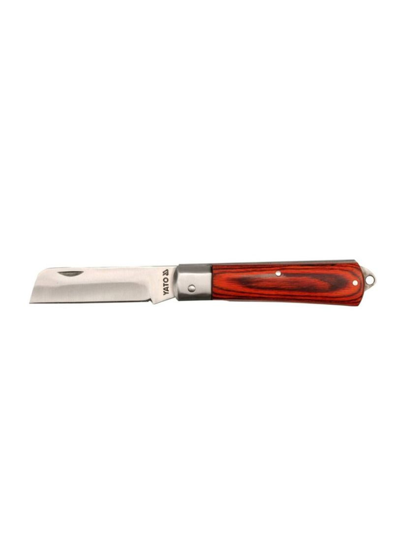 Нож складной прямое лезвие, деревянная ручка 200мм, длина лезвия 85мм YT7600 YATO (292565776)