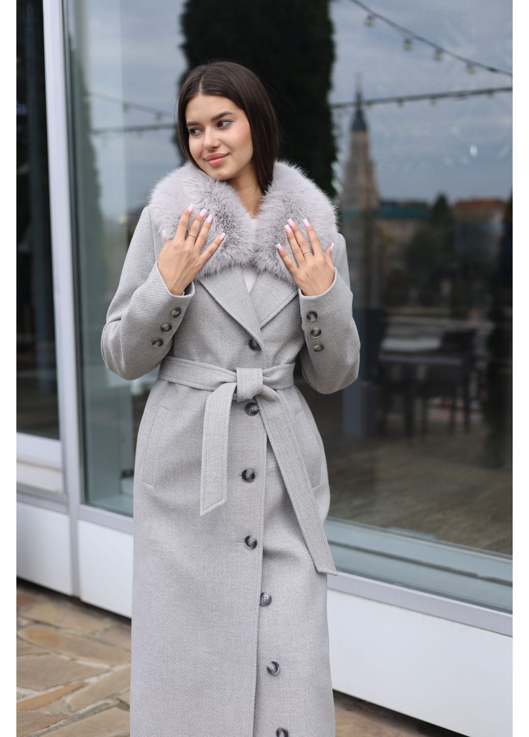 Серое зимнее Пальто MN