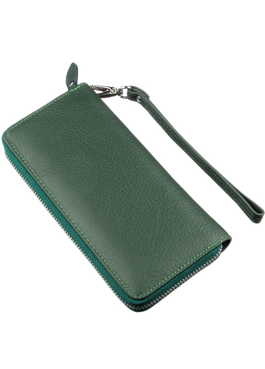 Женский клатч-кошелек на молнии зеленый 9х18,5 см 18936 st leather (329196468)