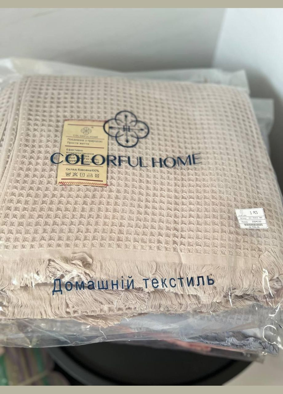 Покрывало вафельное хлопок летнее 200х230 см (П4К-rai-pike-001-04) No Brand (308754890)