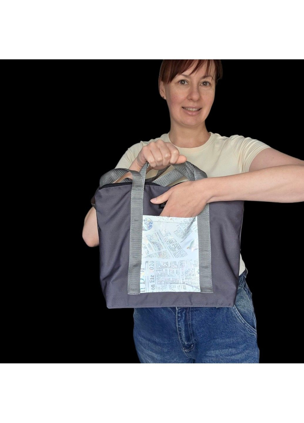 Сумка-шопер Svitashka "Графит" Саржа. Светоотражающие карманы. Двойные ручки No Brand (332998151)