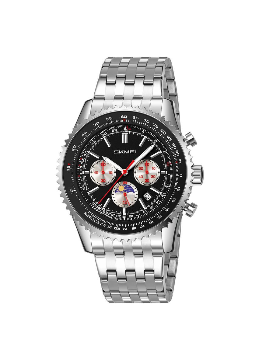 Годинник кварцовий чорний чоловічий з люмінесцентним підсвічуванням і браслетом зі сталі 30 м водонепроникний ProDobro (367267651)