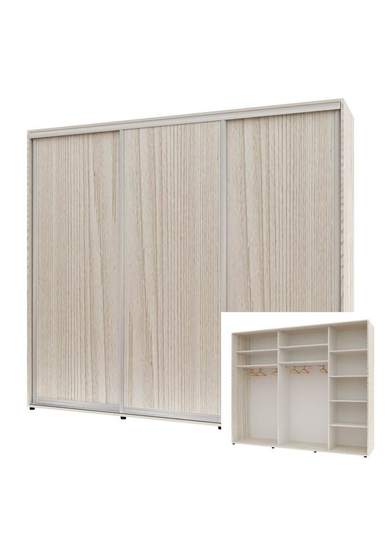 Шафа-купе тридверна 240*60*240 см Дуб Білений 3 двері ДСП Стандарт Комфорт Меблі (360435921)