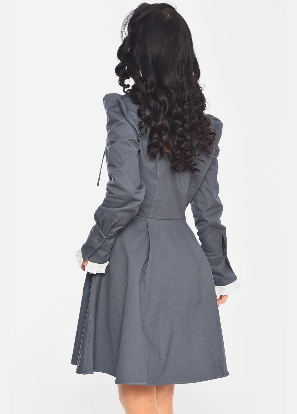 Серое джинсовое платье женское серого цвета а-силуэт Let's Shop однотонное