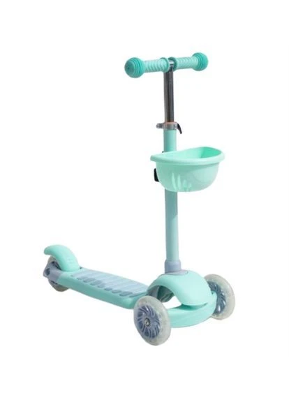 Детский трёхколёсный самокат QL52-B с корзиной Ментоловый (2104619446) No Brand (389030953)