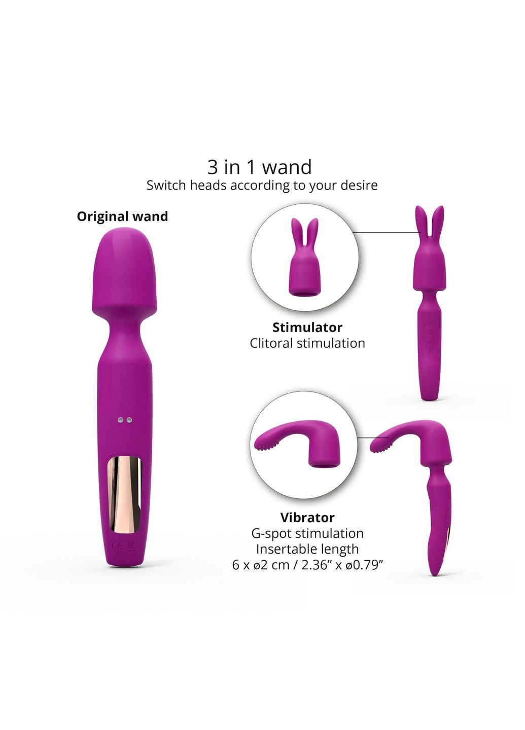 Вібромасажер з двома насадками R-EVOLUTION SWEET ORCHID, гнучка голівка - CherryLove Love To Love (332209270)