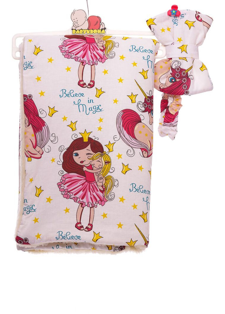 Конверт на хутро для дівчинки принцеса з єдинорогом 91*91 біла 56 см (51759) BABYKROHA (315423897)