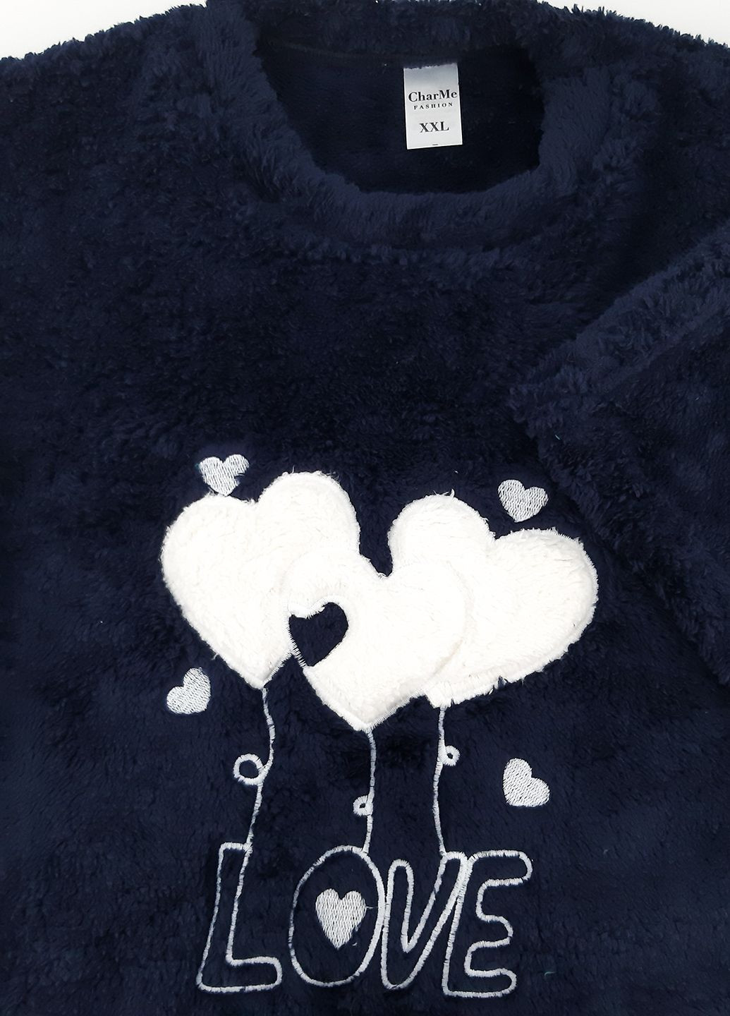 Черная зимняя пижама женская теплая лонгслив + брюки Sude